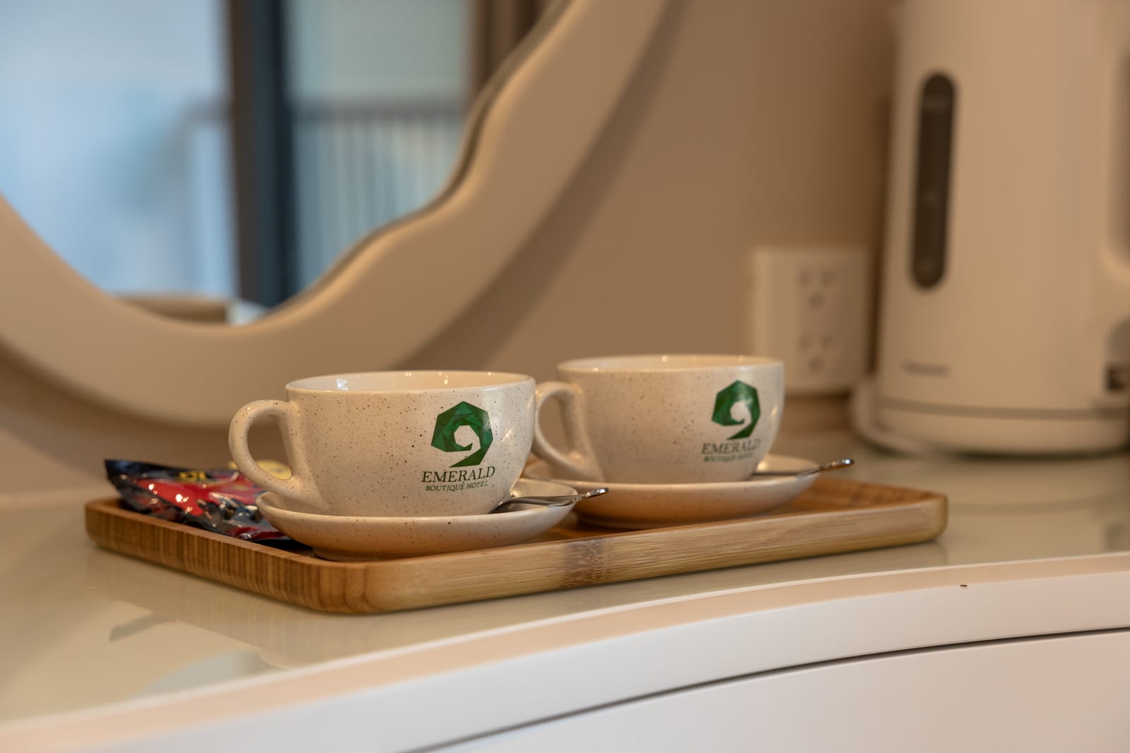 Tea tray and in-room details